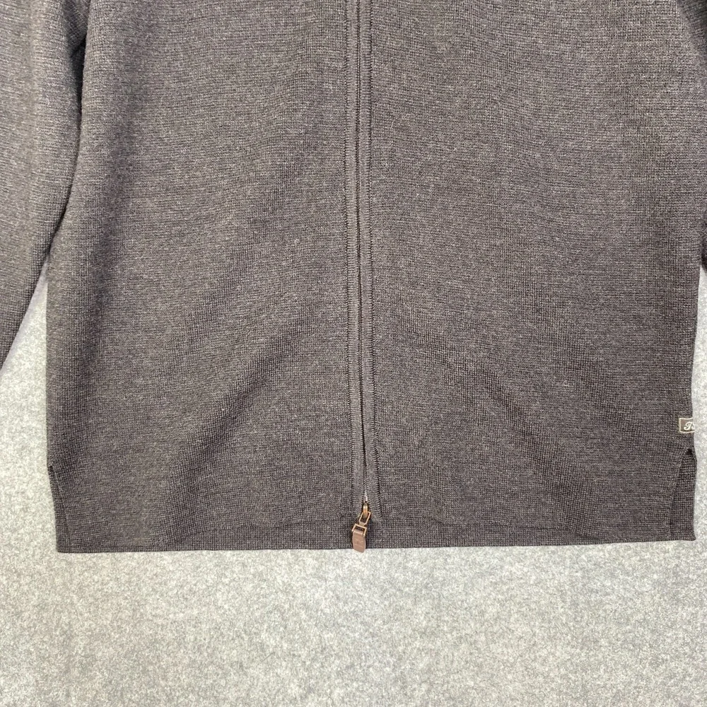 Tommy Bahama Sweater Mens Small Merino Wool Full Zip Academia Preppy Elbow Patch